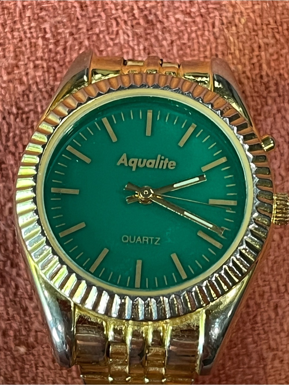 Aqualite Women's Gold Tone Watch with Teal Dial